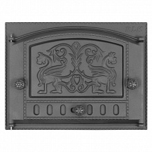 Дверка каминная ДК-2Б (Р) «Грифоны» (375x300 мм, Черный) (Рубцовск)