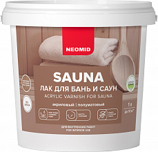 Лак акриловый для бань и саун «Neomid Sauna» (1 л, 12 штук в упаковке)